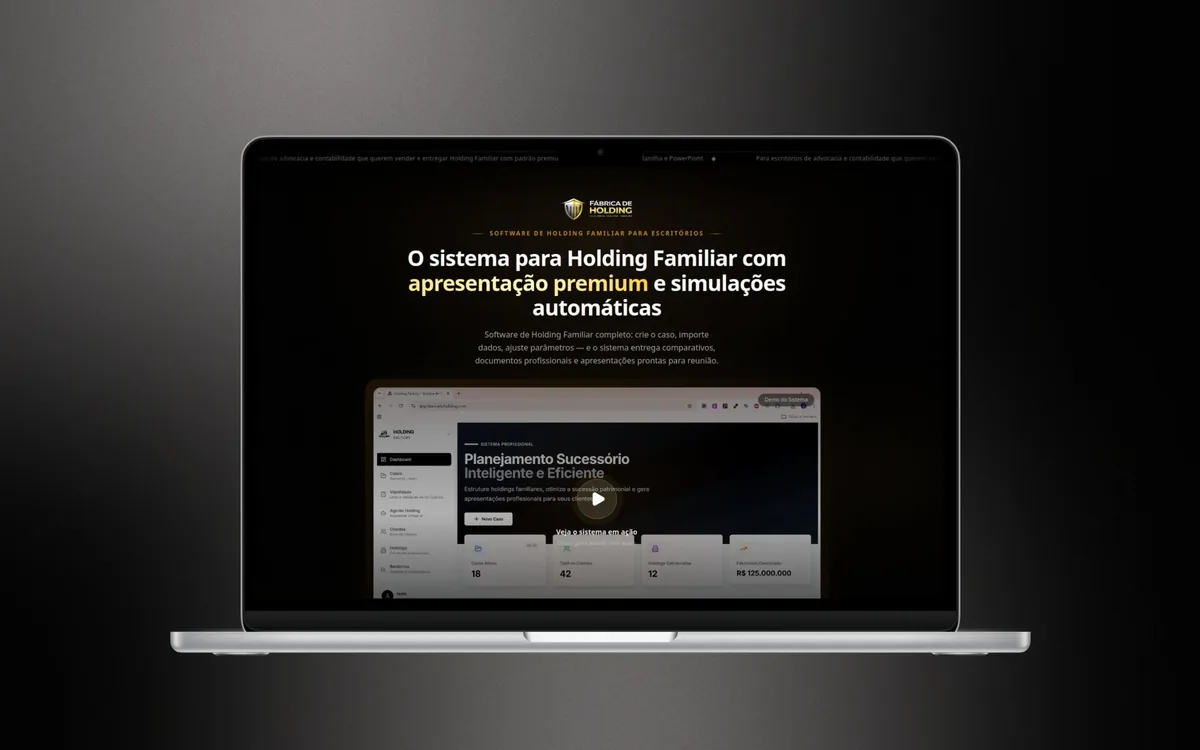 Site criado para Fábrica de Holding