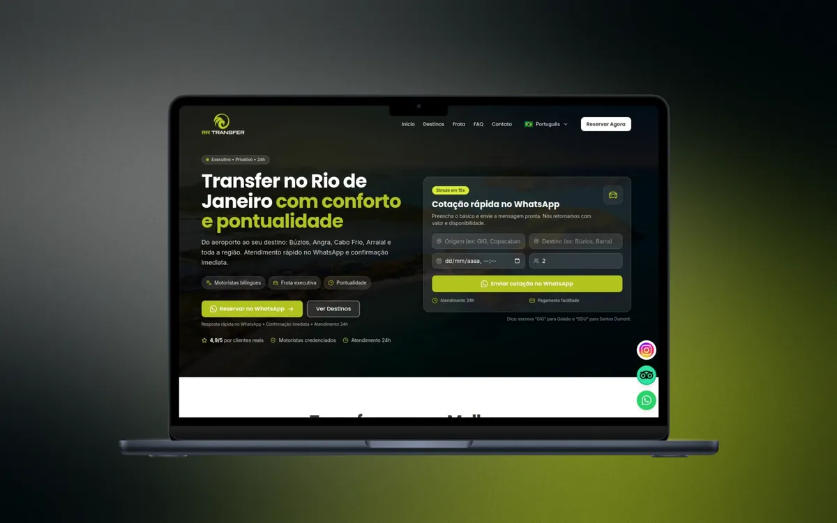 Site criado para RR Transfer