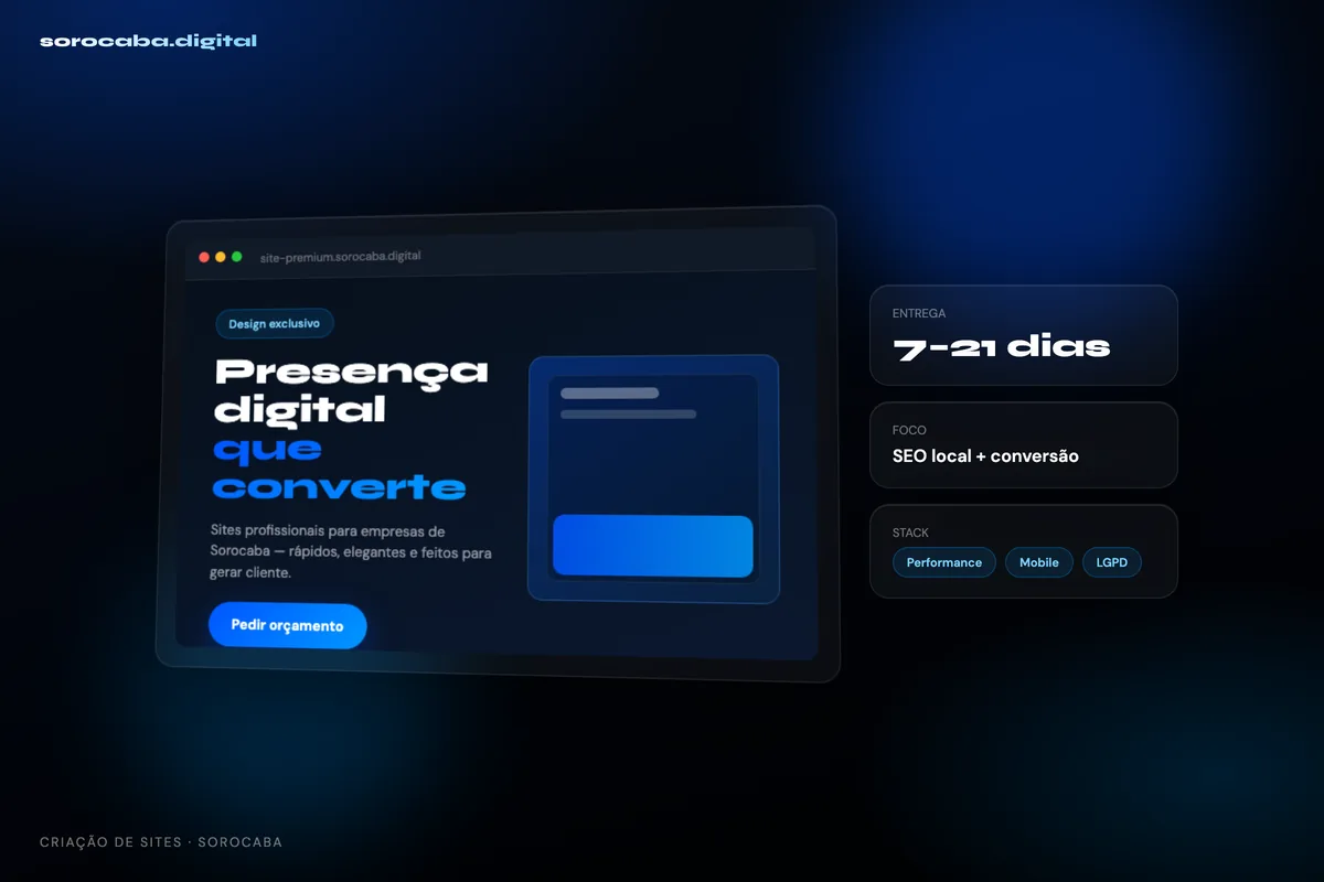 Design exclusivo de site profissional criado para empresa de Sorocaba